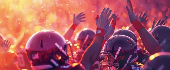 American Football Background With Players High-Fiving On The Sidelines