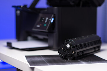 Obraz premium Black laser printer cartridge