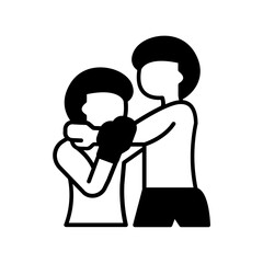 two people fighting icon. black fill icon