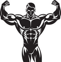 Bodybuilder. Muscular man. Fitness and bodybuilding concept.  illustration