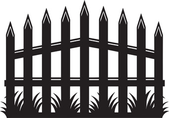 Black silhouette of a fence on a white background. illustration.