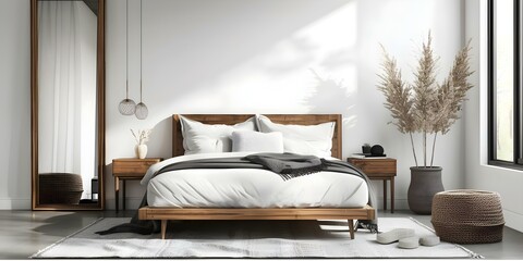 Creating a Scandinavian-Style Bedroom with a Warm, Cozy Hygge Vibe and Minimal Modern Decor. Concept Scandinavian Design, Hygge Decor, Minimalist Bedroom, Cozy Vibes, Modern Style