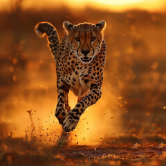 Speeding Cheetah Golden Hour