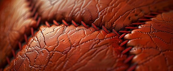 Football Background Texture With Stitched Leather