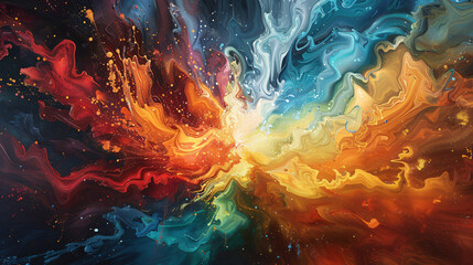 dynamic explosion of light and color, as if a burst of creativity has been unleashed onto the canvas