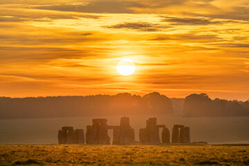 Stonehenge  at sunrise in England. United Kingdom 