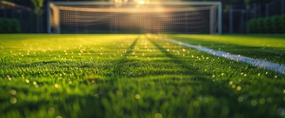 Soccer Field Background With A Close-Up Of A Soccer Penalty Area