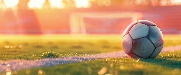 Soccer Field Background With A Close-Up Of A Soccer Corner Kick