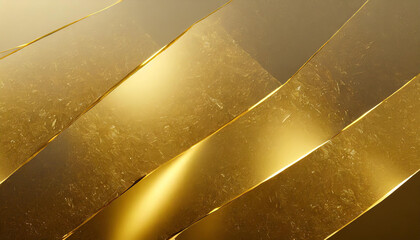 Golden glassy surface. Brilliant and grunge background, matallic effect. Smooth gold foil.