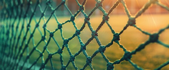 Soccer Field Background With A Close-Up Of A Soccer Net