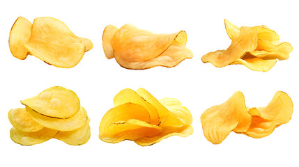 Naklejka premium potato chips isolated on white background