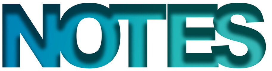 Notes, creative text design, isolated on white background