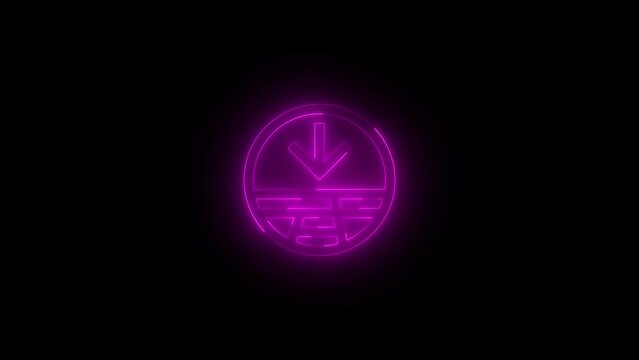 Neon glowing pink color streetside split minimize arrow icon on black background animation