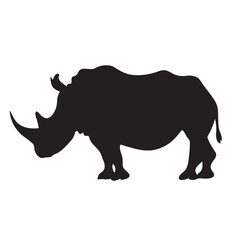 Silhouette of rhino on white. Vector illustration