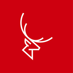 Deer antler vector logo design  and silhouette illustration