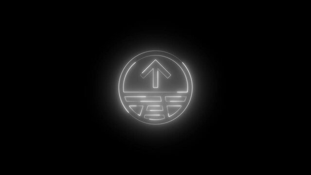  Neon glowing white color streetside split expand arrow icon on black background animation