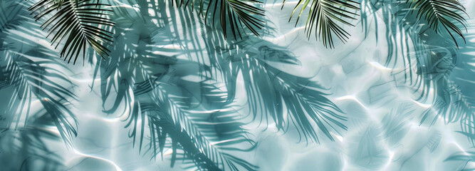 background with palm leaves shadow on water,