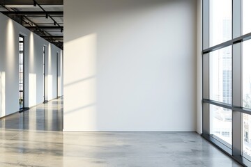 Fototapeta premium Empty Wall Mockup in Modern Office Interior created with Generative AI