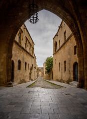 Rhodes Island, Greece, a symbol of Rhodes, of the famous Knights Grand Master Palace (also known as Castello) in the Medieval town of rhodes