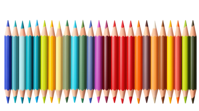 color pencils isolated On a white transparent background