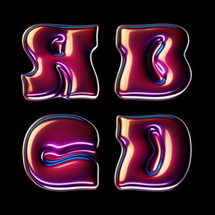 3d rendered font set with glossy cherry smooth surface