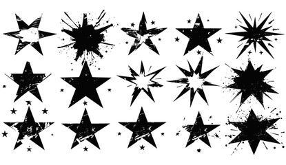 Vector isolated illustration of grunge elements for design. Cut out of paper for collages set of jagged irregular stars shape.Texture, scrapbooking, craft, abstract.