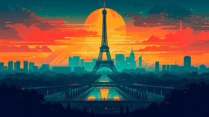 The image is of a city with the Eiffel Tower in the background