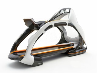 Trailblazing sports equipment, using avantgarde technology, provides athletes with baffling performance data, isolated on white