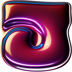 3d rendered letter with glossy cherry smooth surface