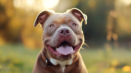 Portrait Happy smiling american bully dog dog, American bully dog