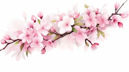 Cherry blossom, sakura flowers isolated on white background