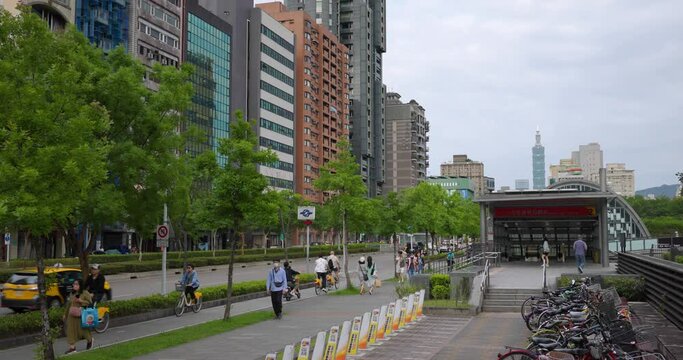 Taipei city with metro station