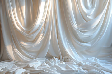 Maternity backdrop, wedding backdrop, photography background with white satin drapes.