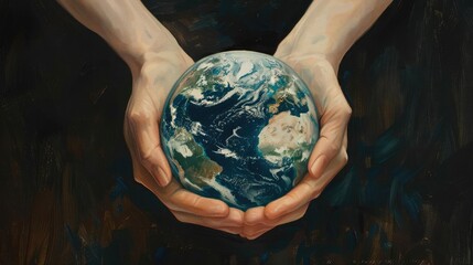 Earth in Hands A pair of hands cradling a delicate Earth