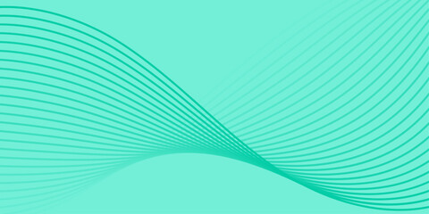 Abstract background with waves for banner. Medium banner size. Vector background with lines isolated. Element for design. Green gradient. Turquoise color. Summer, spring. Brochure, booklet
