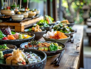 Fototapeta premium Vegetarian Options Highlight plantbased dishes in Japanese cuisine