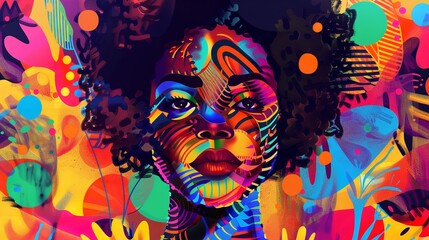 Black History Month with African American colorful abstract artwork backdrop, Generative AI.