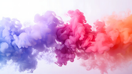 Fototapeta premium Rainbow smoke bomb on white canvas, for text overlay.