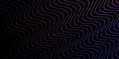 Abstract background with waves for banner. Medium banner size. Vector background with lines. Element for design isolated on black. Colorful gradient. Blue, purple, pink