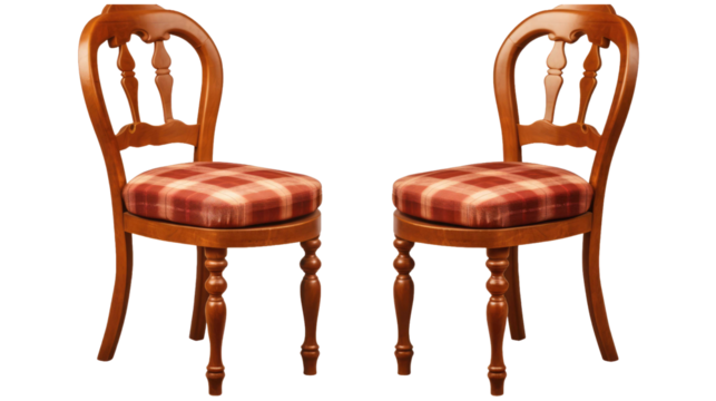 Vintage wooden chair isolated on a transparent background