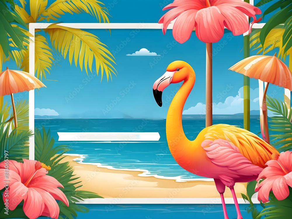 Fototapete summer holiday greeting vector design. hello, summer text in yellow pattern background design with b