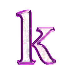 Ice symbol in a purple frame. letter k