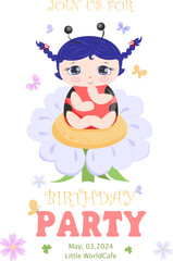 Ladybug Birthday Invitation