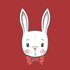 Cute rabbit with bow tie