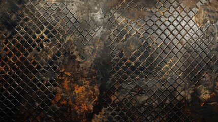 Closeup metal grid mesh texture pattern seamless background. Generated AI image