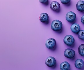 blueberries on a purple background, space for text on left side