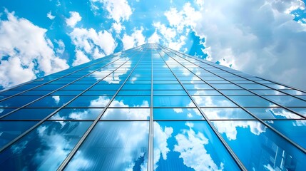 High-rise buildings in a big city, view from below