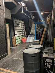 theater storage space with props
