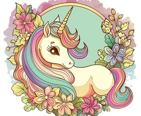 Cute unicorn vector illustration.Greeting card, poster, print, t-shirt design for kids,party concept, children books, prints,wallpapers. Unicorn power 