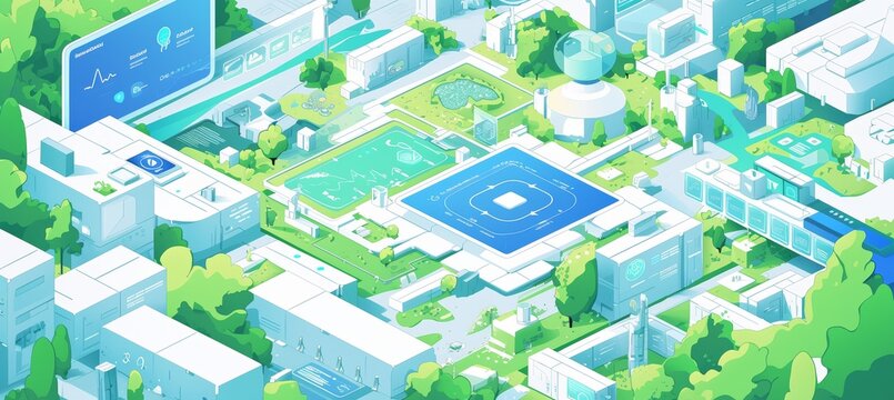 Corporate Wellness Program: Isometric View of Health Tracking App Interface
